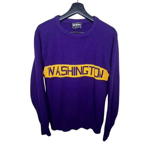 American Vintage 70s 80s UW Huskies McBriar Sweater Made In USA Small - Picture 2 of 5
